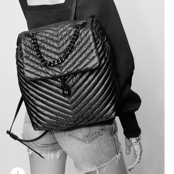 Rebecca Minkoff Edie Nylon Quilted Backpack – Black - Picture 1 of 12